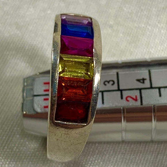 Rainbow stone Tysis .925 sterling ring size 8.75 - Picture 3 of 8